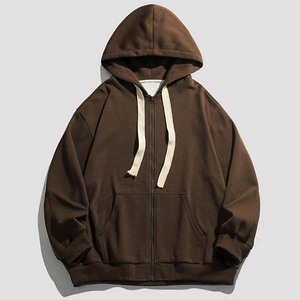 Sweat à capuche unisexe zippé délavé à l'acide avec manteau brodé pour hommes pour l'hiver OEM/ODM - Product Image 6