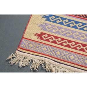 พรมวินเทจตุรกี ขนาด 2.6x4.7 ฟุต (80x143 ซม.) พรมขนสัตว์สีแดงลายอิคัต - Product Image 3