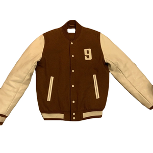 แจ็กเก็ตสำหรับผู้ชายปักโลโก้ตามสั่งเสื้อแจ็คเก็ตแขนเสื้อหนังขนสัตว์ - Product Image 3