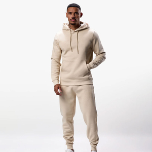 Survêtement uni avec logo personnalisé pour hommes, ensemble deux pièces avec survêtement, vêtements de sport vierges pour l'entraînement et le fitness - Product Image 5