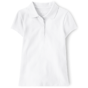 Uniforme scolaire grande taille pour filles blanches Polo Soft Stretch Piqué Material - Product Image 1