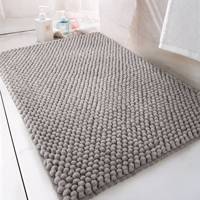 Tapis de bain gris capitonné rectangulaire avec dos antidérapant, style moderne, lavable en machine, pour usage domestique