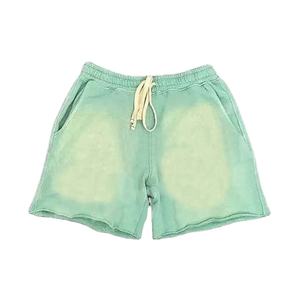 Shorts déchirés vintage personnalisés effet délavé pour hommes et femmes, décontractés, 100 % coton molletonné, taille élastique avec cordon de serrage 2026 - Product Image 2