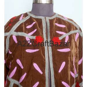Veste en velours brodée à la main pour femmes, automne-hiver, approvisionnement ODM, motif floral respirant, séchage rapide - Product Image 3