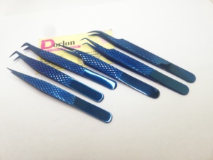 Pinzas para Extensión de Pestañas de Plasma Azul, Pinzas Rectas y Puntiagudas para Pestañas, Pinzas de Acero Inoxidable de Marca Privada para Volumen de Pestañas - Product Image 3