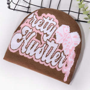 Customized Unisex Custom Winter Hats 100% Acrylic Sports Cap Y2K Beanie Jacquard Knit Hat Jacquard Beanie Hats - Product Image 1