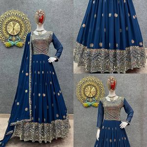 Vestido de Bollywood Georgette para mujer con bordado Dupatta Set Cintura natural-Nueva ropa de fiesta lavable-Precio al por mayor - Product Image 6