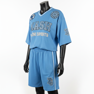 Women <b>Mesh</b> Jersey Short <b>Set</b> Premium Polyester <b>Mesh</b> Breathable Blue Side Panel Custom Heat Transfer Logo Women's <b>Sets</b> - Product Image 5