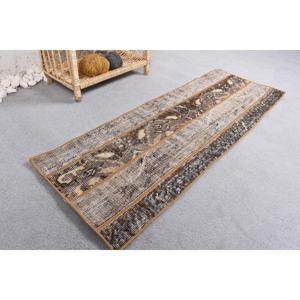 Vintage Small Rug 2.5x4.1 ft, <b>Brown</b> Beige Patchwork Rug <b>Wool</b> - Product Image 2