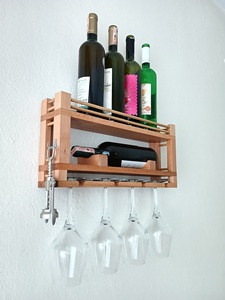 Soporte de madera clásico para almacenamiento de vino, estante de vino hecho a mano, soporte para botella de vino de pared, estante hecho a mano por KSN - Product Image 2