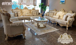 Meubles de salon sculptés à la main, style français luxueux, ensemble de canapés de salon, 8 places, sculpté à la main - Product Image 2