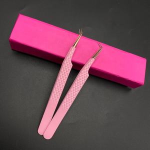 Lash Tweezers With Box Sustainable <b>Stainless</b> <b>Steel</b> 90 /45 Degree <b>Angle</b> Custom Color Coated Eyelash Extension Tweezers - Product Image 3