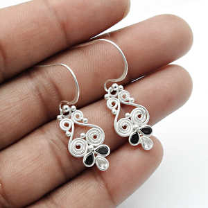 Wholesale Fashion Jewelry In Pure 925 Sterling Silver Dainty Hook Jewelry Handmade Bohemian Style Dangle <b>Earrings</b> For Girls - Product Image 2