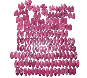 Par de thulita Rosa semipreciosa superventas, cabujón de piedras preciosas sueltas, cabujón de piedras preciosas sueltas lisas naturales a granel - Product Image 1