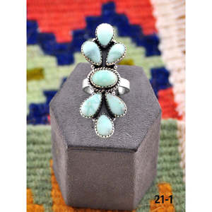 Bague ajustable en argent sterling et turquoise Paloma d'inspiration sud-ouest, bijou tendance en acier inoxydable avec sertissage clos, cadeau idéal - Product Image 1