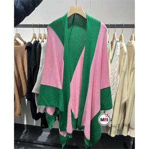 Alpha Alpha Pink & Green Cozy Knitted Wrap Print on Front and Back Size Fits All 100% Cotton - Product Image 1