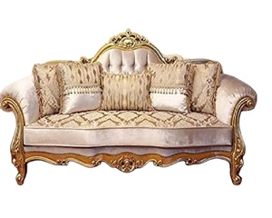 Conjunto de sofá de 3 plazas de madera de teca, color marrón, para sala de estar, pulido dorado oscuro, para oficina y salón - Product Image 1