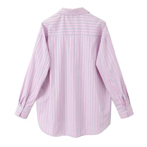 2025 Summer New Product <b>Women's</b> Casual Single Breasted <b>Long</b> Sleeved Collar Shirt Striped High Waisted <b>Shorts</b> Set - Product Image 3