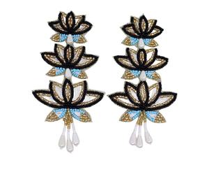 Pendientes colgantes con bordado de flores vintage ecológicos tejidos a mano, joyería personalizada inspirada en la naturaleza para fiestas de moda - Product Image 3