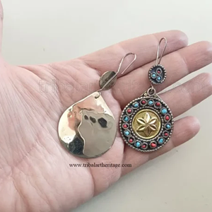 Boucles d'oreilles en argent allemand Kuchi bijoux tribaux afghans faits à la main boucles d'oreilles ethniques Boho pour femmes - Product Image 3