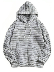 High Quality Unisex Sustainable 100% Cotton <b>Christmas</b> Striped Pattern Terry <b>Hoodie</b> with Kangaroo Pocket Customizable Oversized - Product Image 4