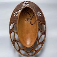 Assiette à chocolat décorative en bois au design de luxe de qualité supérieure pour mariage et événement servant des assiettes à chocolat Art indien en bois