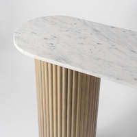Table Console design scandinave Base de flûte en bois de manguier dessus en marbre pliable gonflable salon maison bureau chambre extérieur