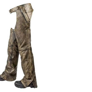 Chaps d'équitation anglais complets avec panneau élastique, fermeture à boucle à bouton pour hommes et femmes, cuir de vache véritable SURGIGYNE - Product Image 1