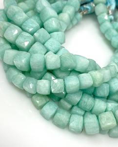 Wholesale Bulk 8\" Peruvian Amazonite Gemstone Beads <b>3D</b> Cube Box 7-8mm Jewelry Supplies - Product Image 5