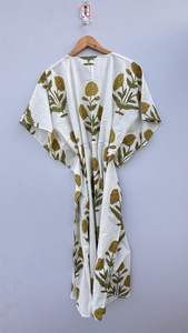 100% Cotton <b>Kaftan</b> Dress for <b>Women</b> Handmade Boho Tunic Eco-Friendly Free Size Casual Dress - Product Image 3