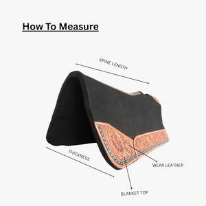 Tapis de selle pour cheval, tapis de selle profilé occidental de couleur noire avec garniture en cuir de vachette véritable, absorbant les chocs, coussin respirant - Product Image 3