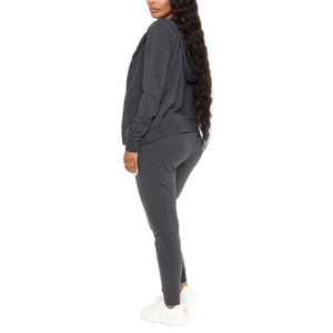 Conjunto de sudadera y pantalones de chándal unisex con logotipo bordado personalizado Sudadera corta con capucha para mujer OEM para invierno - Product Image 4