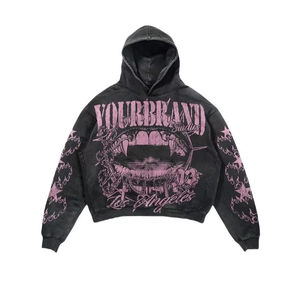 Ensemble survêtement d'hiver personnalisé imprimé en deux pièces |   Sweat-shirt et pantalon de jogging surdimensionnés |   Vêtements de rue écologiques coupe-vent avec motif flamme | - Product Image 2