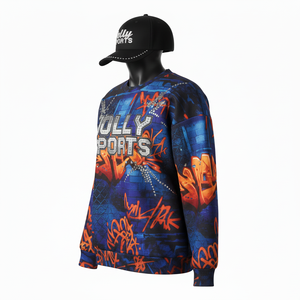 Sudadera Sublimada para Mujer, Felpa Suave de Poliéster GSM, Multicolor Azul Naranja, Logotipo Personalizado, Sudadera Sublimada para Mujer - Product Image 3