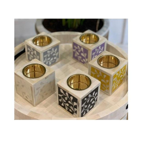 Juego de Quemadores de Incienso de Madera de Sándalo con Incrustaciones de Hueso Ecológico de la Mejor Calidad, Portavelas con Bandeja, Quemador de Bakhoor, Mabkhara, Estilo Indio - Product Image 1