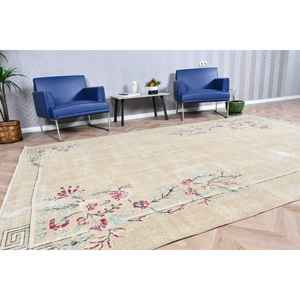 Alfombra Turca Vintage de 6.7x10 pies (204x306 cm), Alfombra de Lana Beige - Product Image 2