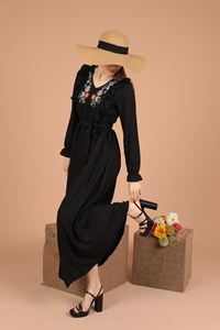 Robe maxi en tissu brodé floral pour femmes Aerobin, style doux, taille naturelle, respirante, disponible en gros, série de paquets - Product Image 2