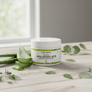 Masque facial en poudre de cristal d'acide hyaluronique biologique |   Masque facial à base de plantes pour une hydratation intense et un effet repulpant de la peau - Product Image 1
