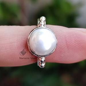 Handmade 925 Sterling <b>Silver</b> Freshwater Pearl <b>Statement</b> <b>Ring</b> for Women Birthday Anniversary Christmas Valentine's Day Gift - Product Image 6