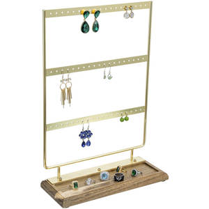Customize New Design Metal <b>Jewelry</b> Stand with Wooden Base High Quality <b>Jewelry</b> <b>Organizer</b> at Wholesale Price Latest Design 2025 - Product Image 1