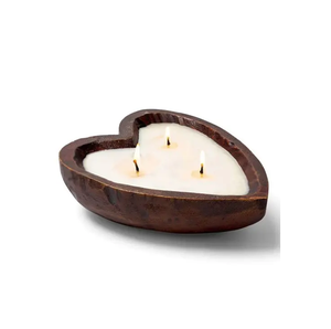 Large Size Eco-Friendly Acacia Wood heart shape Candle Holder Rustic Farmhouse <b>Dough</b> <b>Bowl</b> Low Price - Product Image 3