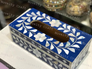 Porte-mouchoirs de luxe boîte à mouchoirs en incrustation d'os matériau en nacre pour décoration de table d'hôtel serviette en papier de luxe directe d'usine - Product Image 5