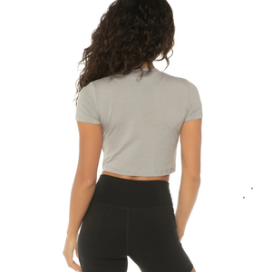 Camiseta recortada para correr para mujer, ropa de calle para gimnasio, entrenamiento físico, cuello redondo, Top corto, de manga corta Camiseta holgada para mujer - Product Image 2