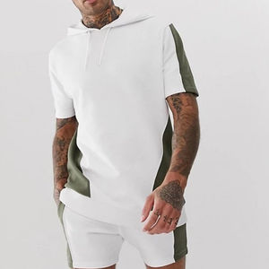 Ensemble double d'été de style de rue pour hommes-Coupe ajustée T-shirt court décontracté en coton élasthanne grande taille vente en gros - Product Image 2