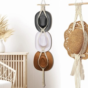 Porte-chapeau en macramé fait à la main Boho coton tissé support mural pour la maison entrée chambre salon décor - Product Image 4
