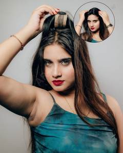 Extensión de cabello Remy de calidad superior 2x6 100% sin enredos Natural marrón y negro Base de seda India Topper 100 gramos de peso - Product Image 4