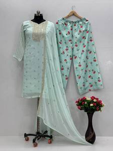 Nouvel arrivage de tissu de soie élégant Kurti Set Collection With Embroidery Sequence Work - Product Image 4