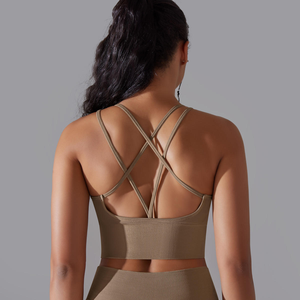 Conjunto de yoga para mujer, sujetador deportivo y leggings de cintura alta, ropa deportiva sin costuras de spandex, conjunto de dos piezas para fitness, gimnasio y entrenamiento. - Product Image 3