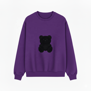เสื้อสเวตเตอร์คอกลมทรงโอเวอร์ไซส์ สีเบจ ลายหมีสีดำ แอพพลิเค่การ์ตูน แบบยูนิเซ็กส์ สวมใส่สบายๆ ผ้าถัก สำหรับฤดูใบไม้ร่วง - Product Image 5