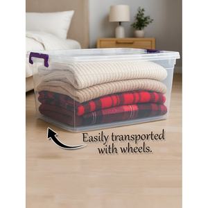 80000ml PP <b>Plastic</b> Multipurpose Wheeled Storage Container Transparent <b>Lid</b> Large Organizer Box for Clothes Shoes Jewelry Food - Product Image 3